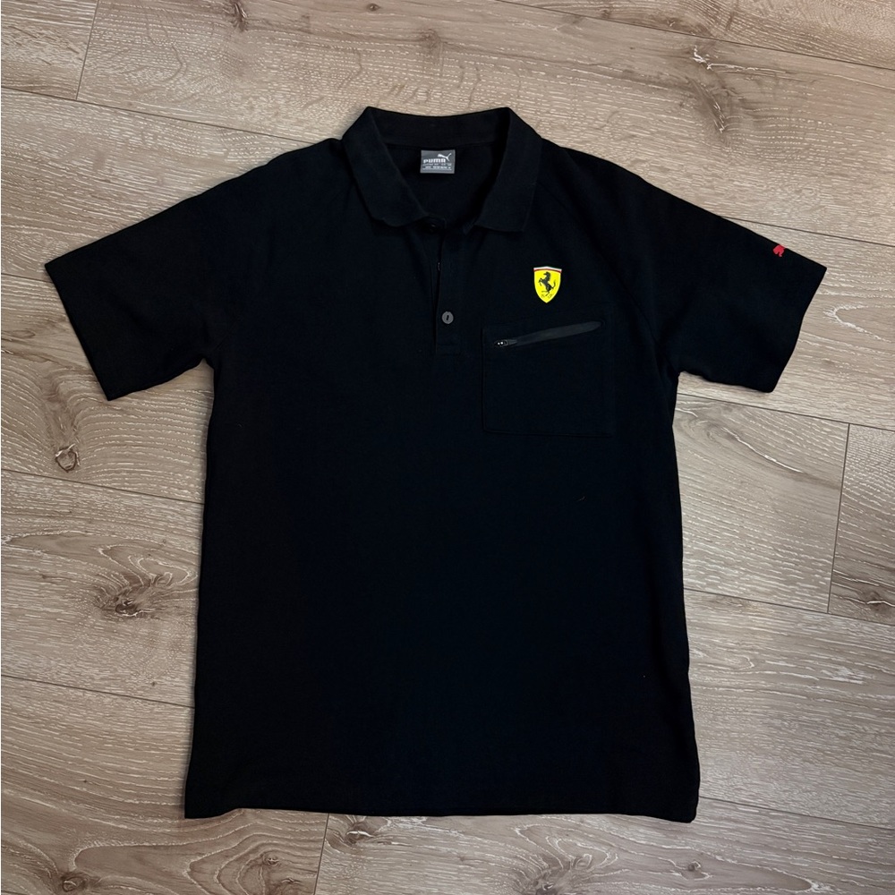 Puma Black Polo with Yellow Ferrari Shield